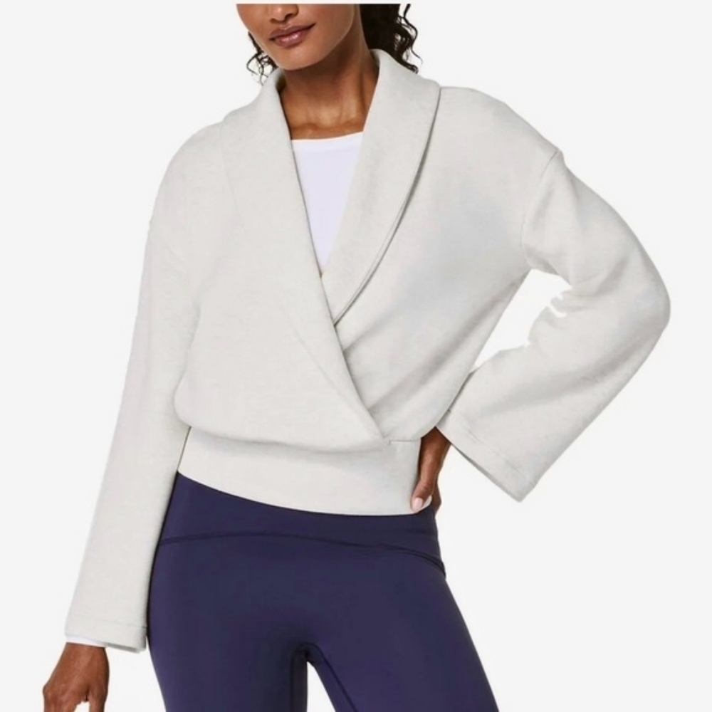 SPANX Ivory Cropped Wrap Sweatshirt